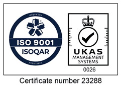 ISO 9001 ISOQAR certified, UKAS Management Systems accredited. Certificate number 23288